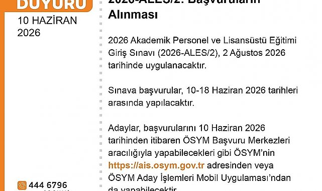 ALES başvuruları başladı