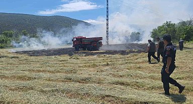 Anız yangını ormana sıçramadan söndürüldü