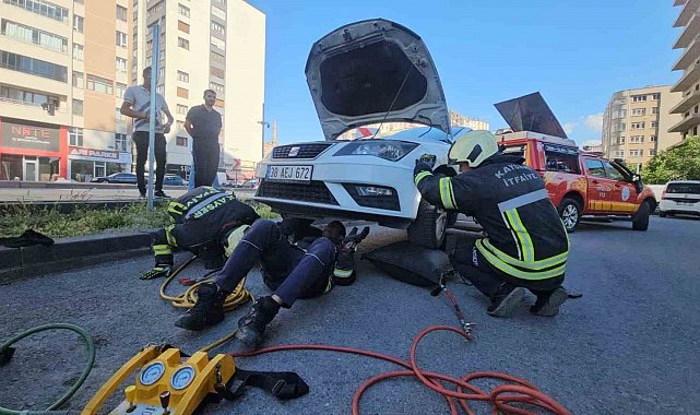 Araçta göründükten sonra kaybolan yılan araç sahibinin evinin önünde ortaya çıktı