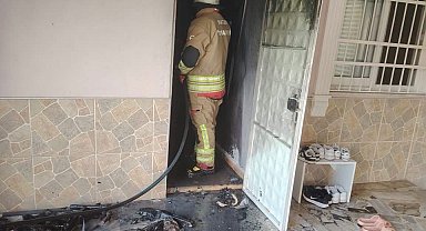 Arsuz'da evin depo bölümünde çıkan yangın söndürüldü