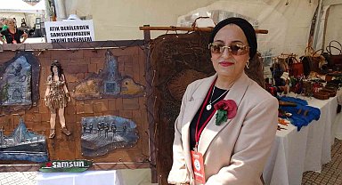 Atık deriler sanat eserine dönüştü, Samsun'u anlattı