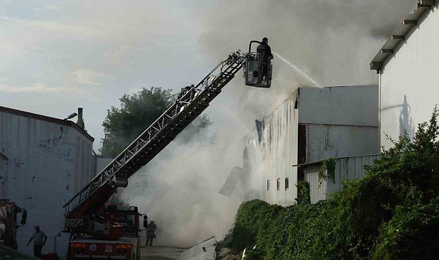 Bahçede çıkan yangın yedek parça deposuna sıçradı