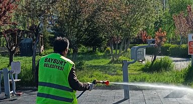 Bayburt'ta kene riskine karşı yeşil alanlar ilaçlandı