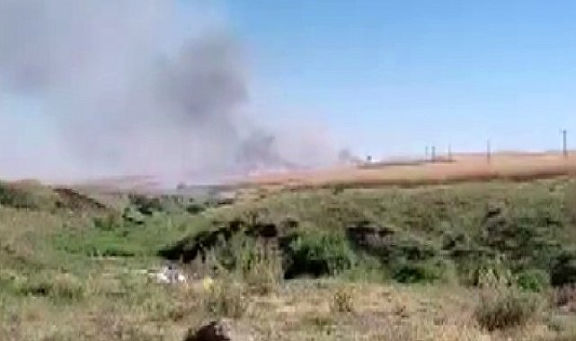 Biçerdöverden çıkan kıvılcım 150 dönümlük alanı kül etti
