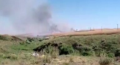 Biçerdöverden çıkan kıvılcım 150 dönümlük alanı kül etti