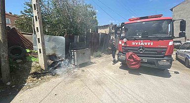 Çöp konteynerinde çıkan yangın korkuttu