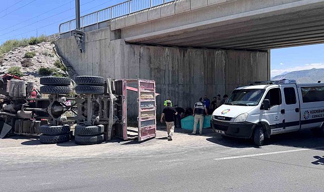Damperi açılan kamyon köprüye çarptı: 1 ölü