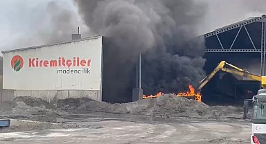 Edirne'de eylemin sürdüğü maden tesisinde yangın çıktı