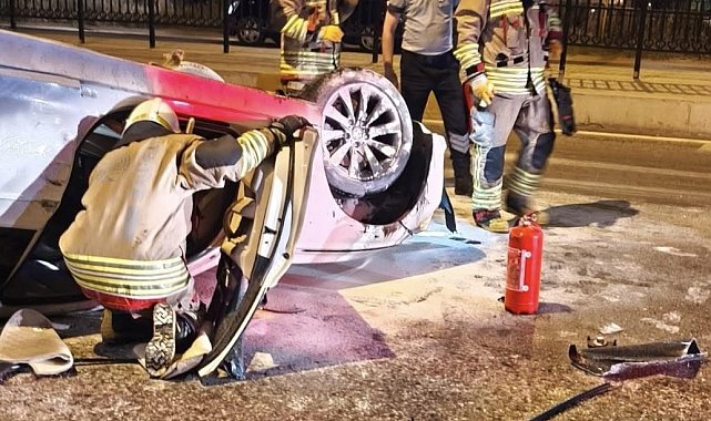 Edirne'de otomobil refüje çarpıp takla attı: 1 yaralı