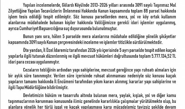 Elazığ'da kaçak yapılara 5 milyon 777 bin lira ceza ve yıkım kararı