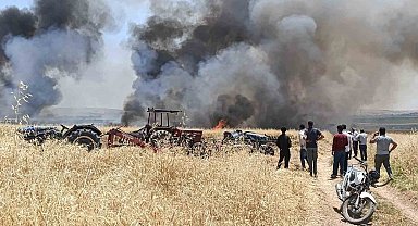 Gaziantep'te 400 dönüm ekili alan alev alev yandı