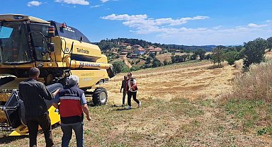 Gediz'de biçerdöverle hasat kontrolü