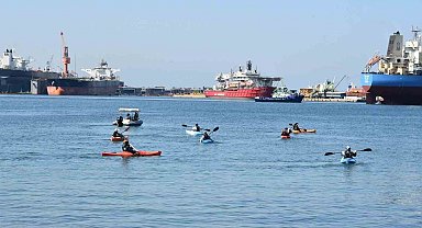 Marmara Denizi'nde ücretsiz kano keyfi havadan görüntülendi