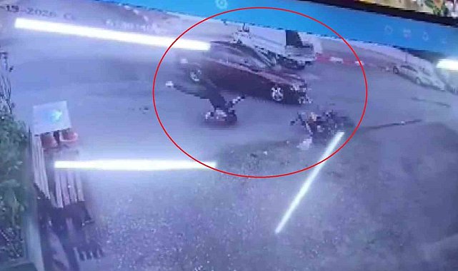 Motosikletlinin ölümden döndüğü kaza kamerada