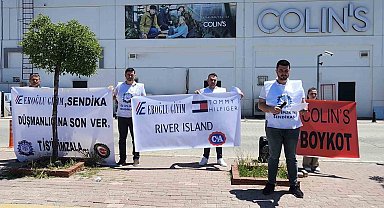 Öz İplik-İş'ten Uşak'ta Colin's önünde basın açıklaması