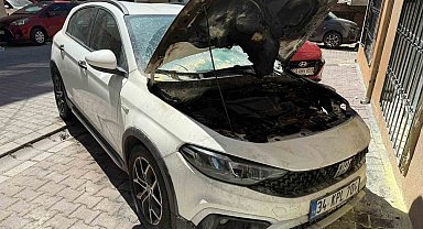 Park halindeki aracı kundakladılar, o anları telefonla kayda aldılar
