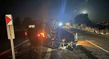Römorka çarpan otomobil takla attı: 1 yaralı