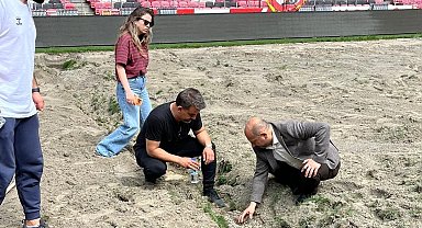 Samsun 19 Mayıs Stadı'nın zemini yeni sezona hazırlanıyor