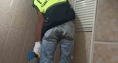 Siirt'te lavabo borusuna sıkışan yavru kedi kurtarıldı