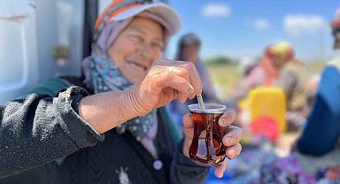 Tarlada yoruluyorlar odun ateşinde matarada çayla dinleniyorlar