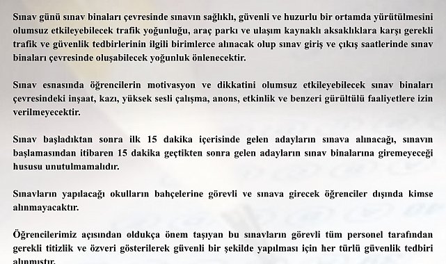 Tekirdağ Valiliği Duyurdu: Sınav saatlerinde gürültülü faaliyetlere yasak