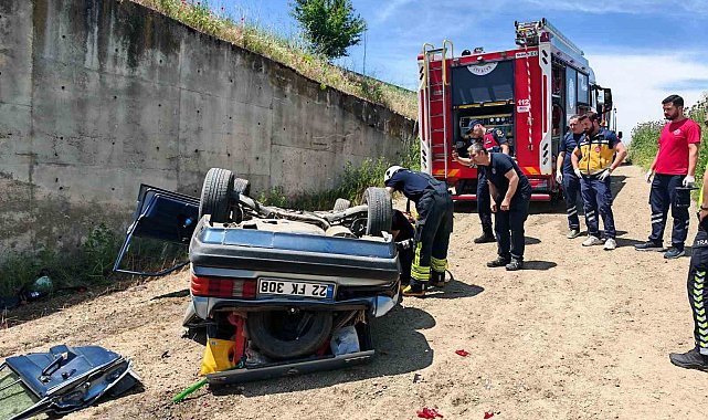 Tekirdağ'da otomobil menfeze uçtu: Sürücü hayatını kaybetti
