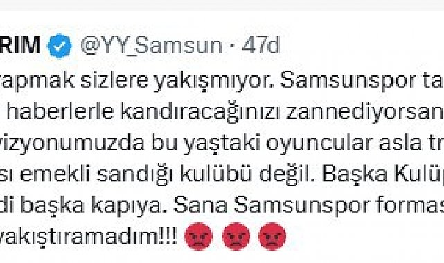 Yüksel Yıldırım'dan Enner Valencia söylentisine tepki: "Samsunspor, emekli sandığı kulübü değil"