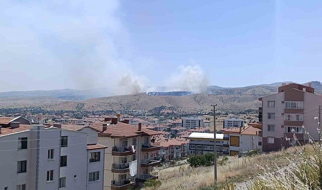 Afyonkarahisar'da otluk alanda çıkan yangına havadan ve karadan müdahale sürüyor