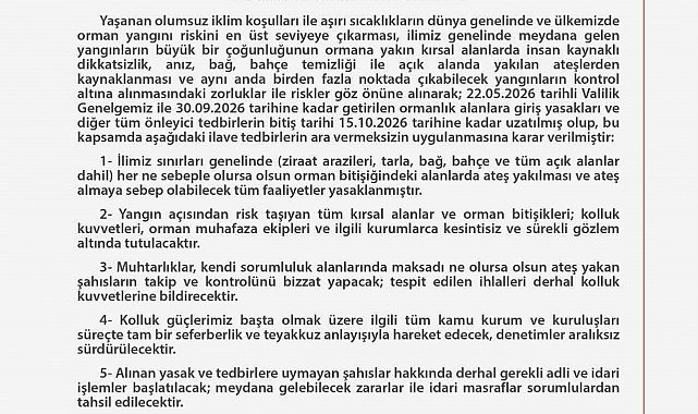 Ankara'da orman yangınlarının önlenmesine yönelik tedbirler 15 Ekim tarihine kadar uzatıldı