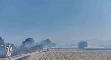 Antalya'da rüzgarın etkisiyle büyüyen anız yangını söndürüldü