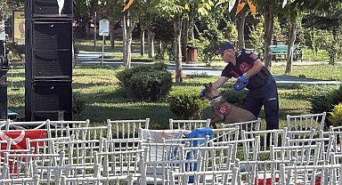 Bakan Göktaş'ın programı öncesi Dede Korkut Parkı'nda bomba araması