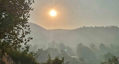 Balıkesir'deki yangında gökyüzünü dumanlar kapladı