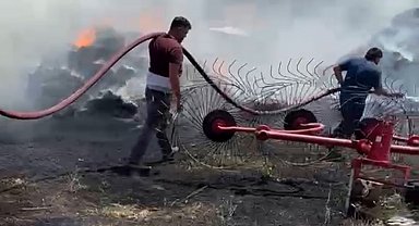 Burdur'da samanlık yangını