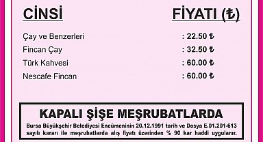 Bursa'da çay ve kahve fiyatlarına yüzde 30 zam