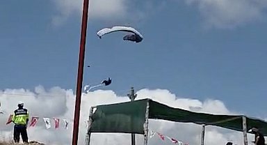 Çorum'da yamaç paraşütü pilotunun düşme anı kamerada