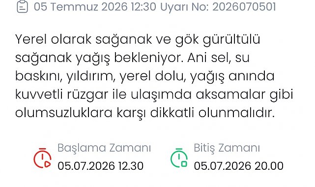 Denizli için kuvvetli yağış ve sel uyarısı