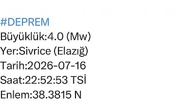 Elazığ'da 4.0 büyüklüğünde deprem