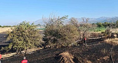 Elmaköy'deki tarla yangını büyümeden söndürüldü