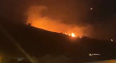 Erdek'te yüksek gerilim hattına yıldırım düşmesi sonucu yangın çıktı