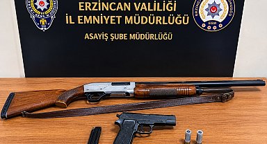 Erzincan'da ruhsatsız tabanca ve tüfek ele geçirildi