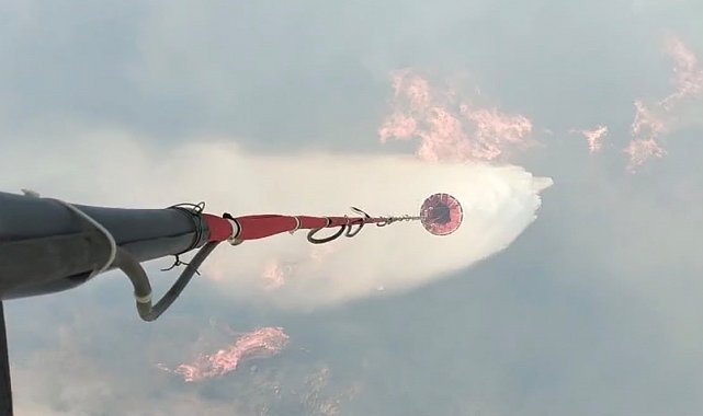Foça'daki orman yangınına havadan ve karadan müdahale