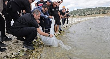 Kütahya'da Porsuk Barajı Göleti'ne 107 bin 500 balık yavrusu bırakıldı