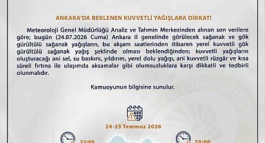 Meteoroloji'den Ankara için sağanak uyarısı