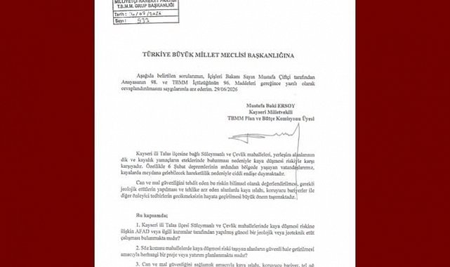 MHP'li Ersoy, 2 mahalledeki kaya düşmesi riskini meclise taşıdı