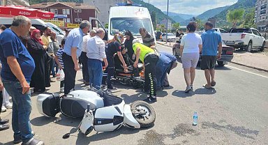 Motosikletin çarptığı kadın yaralandı
