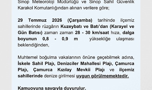 Olumsuz hava şartları nedeniyle denize girmek yasaklandı