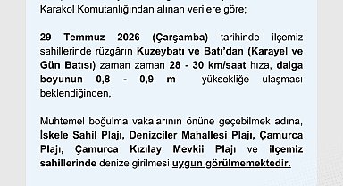 Olumsuz hava şartları nedeniyle denize girmek yasaklandı