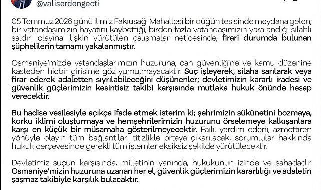 Osmaniye'de düğün salonundaki cinayette firari şüpheliler de yakalandı