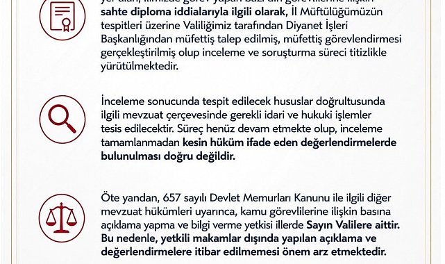 Sakarya Valiliğinden sahte imam iddialarına ilişkin açıklama