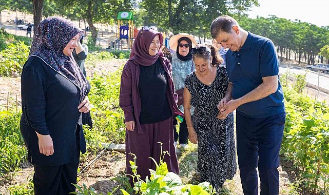 Toprakla buluşan kadınların hasat sevincine Başkan Tugay da ortak oldu